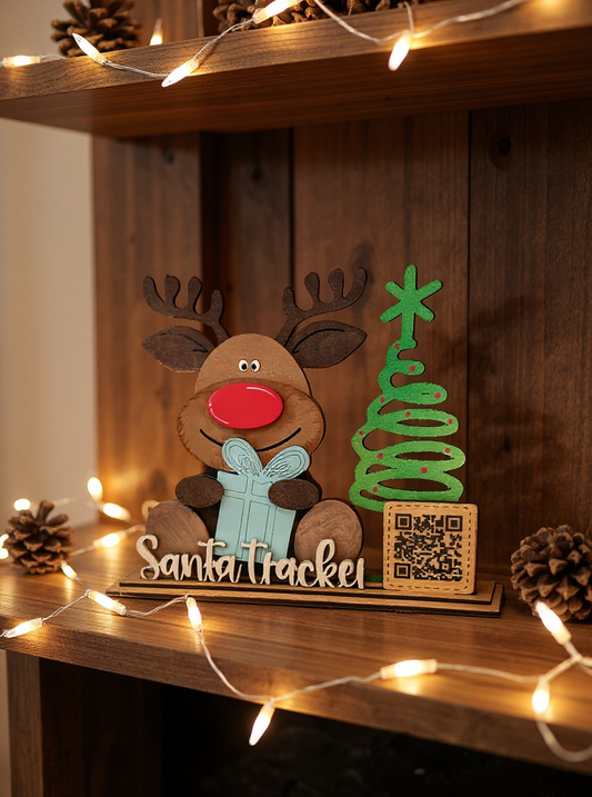 Christmas Tabletop Reindeer w/ Santa Tracker QR Code