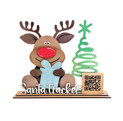 Christmas Tabletop Reindeer w/ Santa Tracker QR Code
