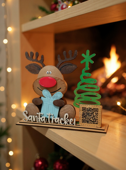 Christmas Tabletop Reindeer w/ Santa Tracker QR Code